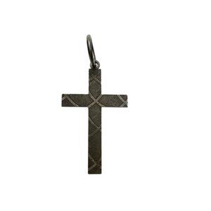 Vintage Sterling Silver Cross Pendant Etched Textured 1" Minimalist Lightweight